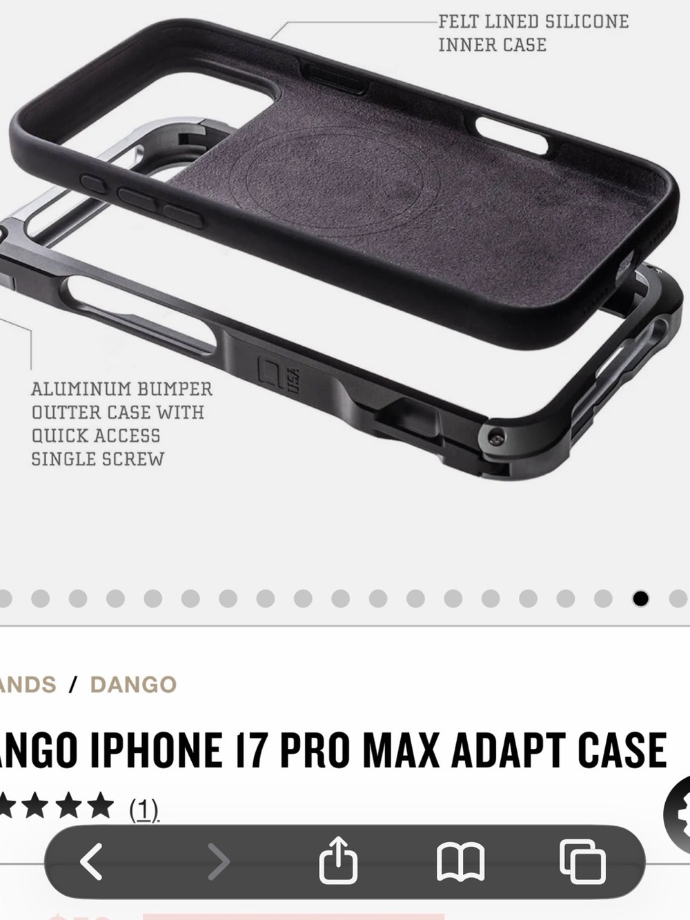 Dango Products Rugged Black Phone Case 17 Pro Max - Picture 5 of 5